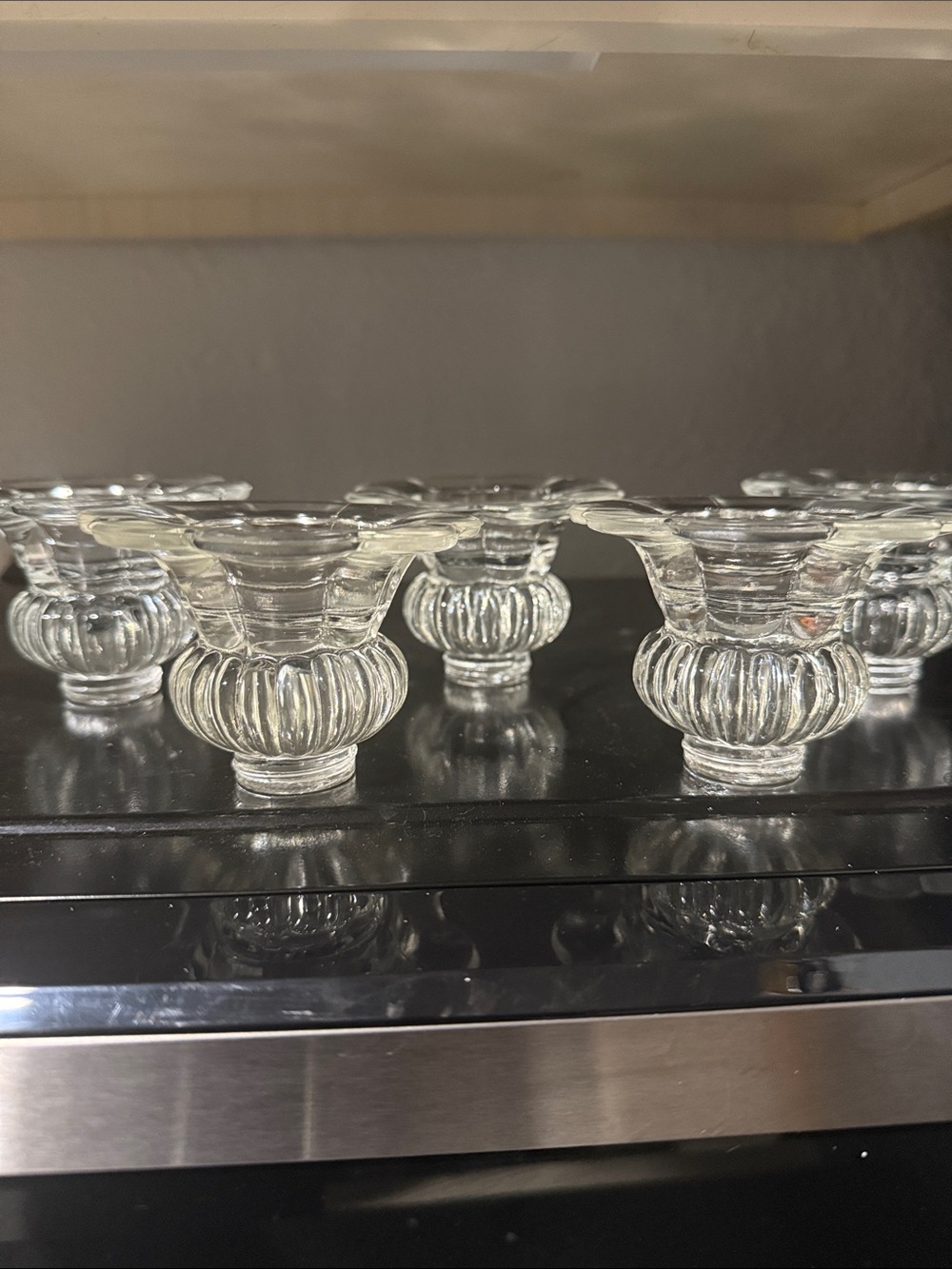 Clear Glass Ribbed Votive Candle Holders - Set of 6